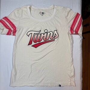 New Era Cream and Pink Short Sleeve Tee